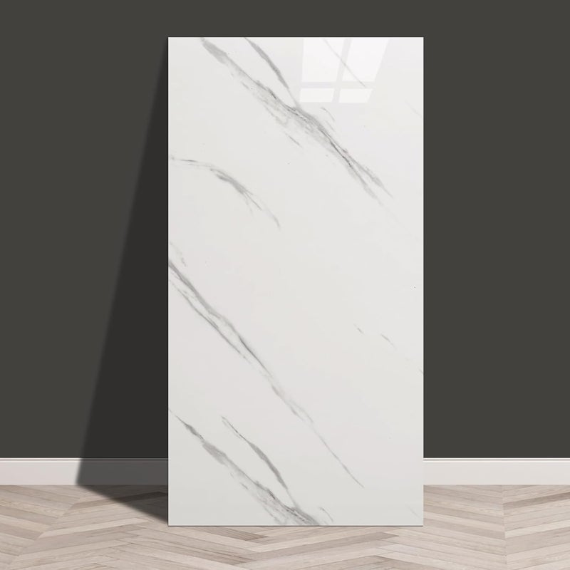 Haimin Wall Panels Peel and Stick 10 Pieces 23.6x11.8in (19.4 Sq. Ft. Coverage) Lightweight Backsplash Marble Look Tile (not Real Marble) Ideal for Kitchen Bathrooms Living Rooms Bedrooms (White-JSB) - Image 1